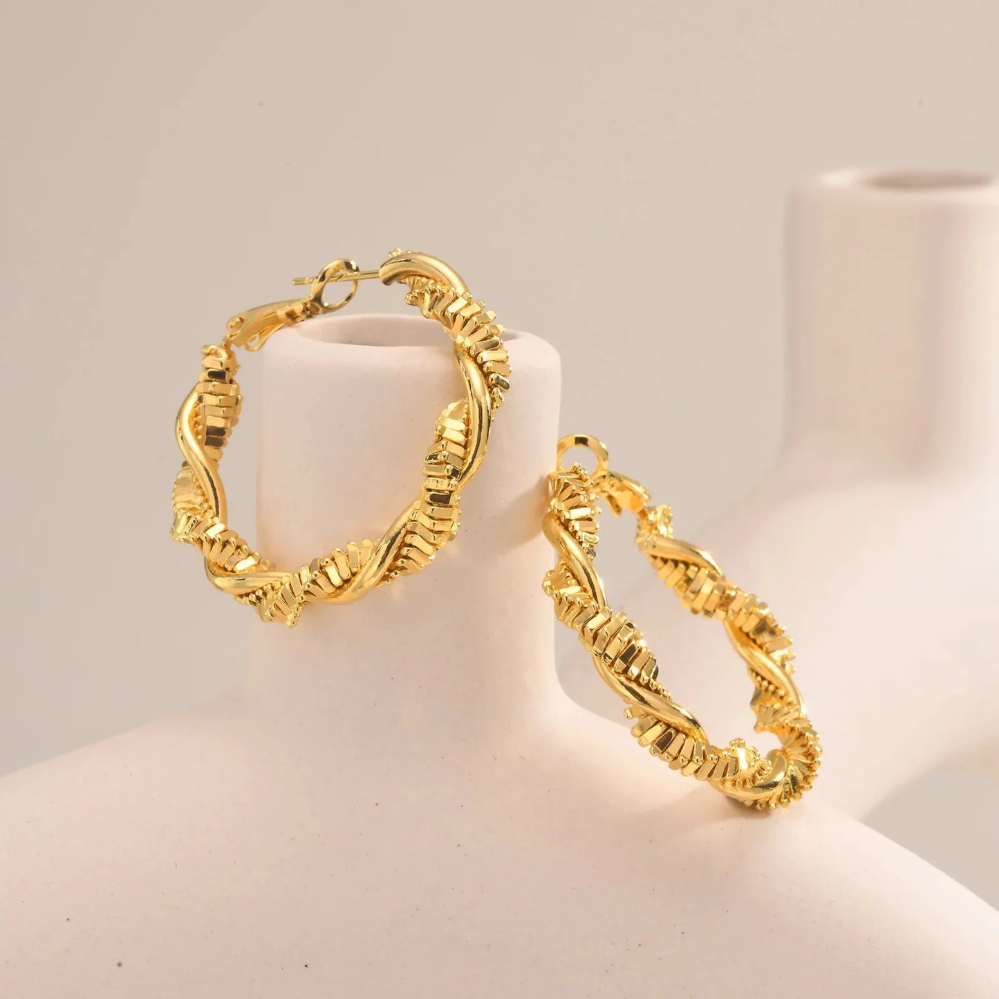 14k Deluxe Textured Spiral Hoop Earrings