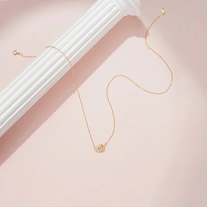14K S925 Interlaced Diamond Circles Necklace