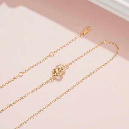 14K S925 Interlaced Diamond Circles Necklace